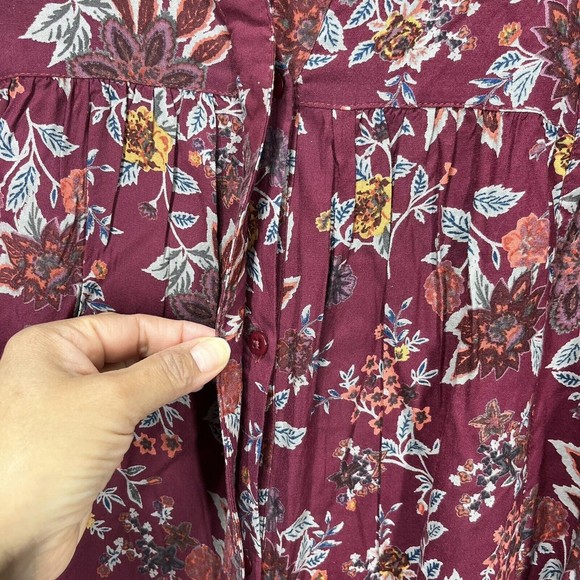 Caffe Marrakesh Blouse Boho Floral Small Button-Up Festival Peasant Rayon Top - Picture 6 of 10